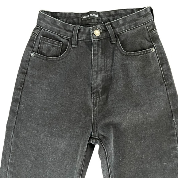 PrettyLittleThing Black Split Hem Jeans, Size 0 - Picture 6 of 12